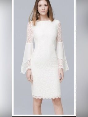 White House Black Market Ivory Fully Lined Dress With Zipper in the Back XL